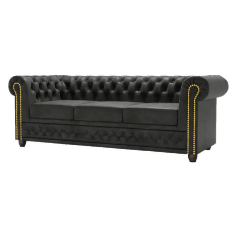 S-Style CHESTERFIELD TROJMIESTNA POHOVKA s funkciou spania Flux v antracitovej farbe z mikrovlák