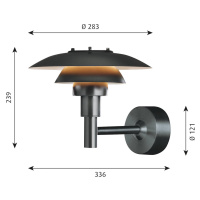 Louis Poulsen PH 3-2 1/2 nástenné svietidlo, oceľ