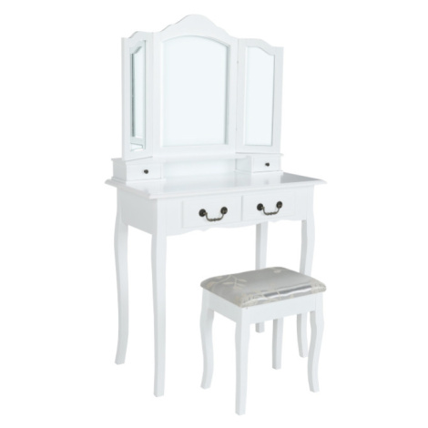 KONDELA Regina New toaletný stolík s taburetkou biela / strieborná / zlatá Tempo Kondela