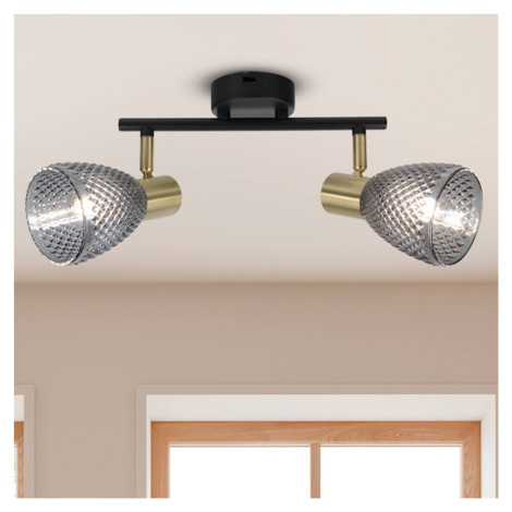 Stropné svietidlo Lindita, 2-pl., sklo, dymovo šedé, E14 Näve