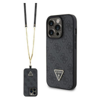 Guess PU 4G Strass Triangle Metal Logo + Crossbody Apple iPhone 15 Pro GUHCP15LP4TDSCPK Black