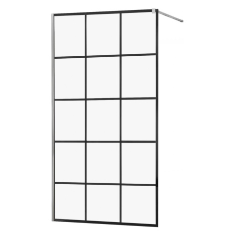 MEXEN/S - KIOTO Sprchová zástena WALK-IN 100x200 cm 8 mm, chróm, čierny vzor 1 800-100-101-01-77