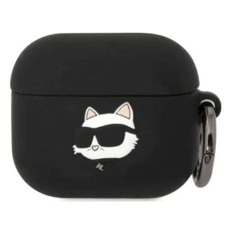 Púzdro Karl Lagerfeld AirPods 3 cover black Silicone Choupette Head 3D (KLA3RUNCHK)