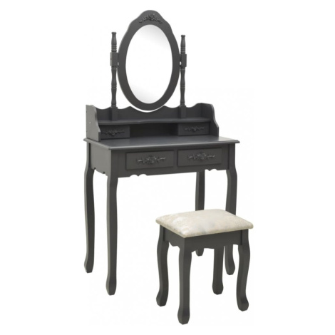Toaletný stolík s taburetom Dekorhome Sivá,Toaletný stolík s taburetom Dekorhome Sivá vidaXL