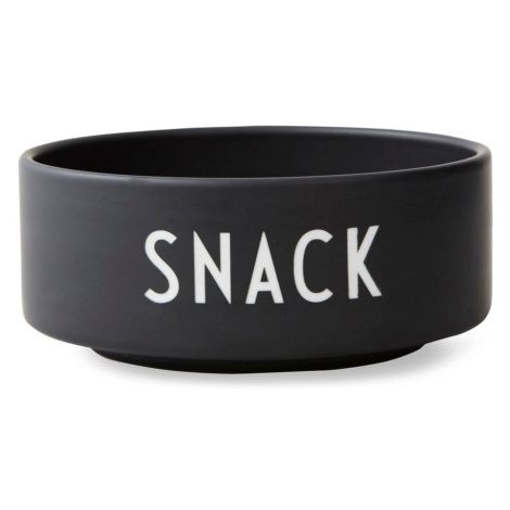 Čierna porcelánová miska Design Letters Snack, ø 12 cm