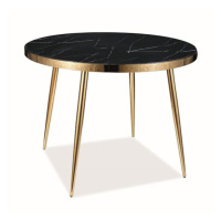 Sconto Jedálenský stôl COLVAN čierny mramor/zlatá