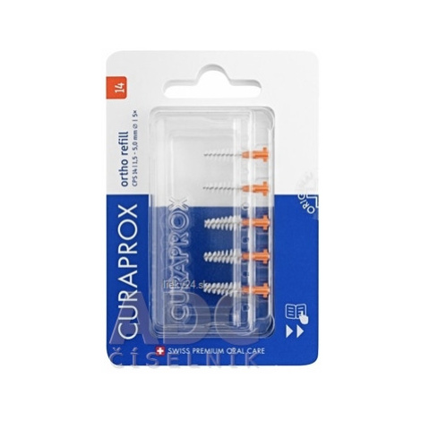 CURAPROX Medzizubné kefky CPS 14 ortho refill 5 ks bez držiaka oranžová