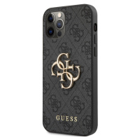 Plastové puzdro Guess na Apple iPhone 12/12 Pro GUHCP12M4GMGGR PU 4G Metal Logo čierne