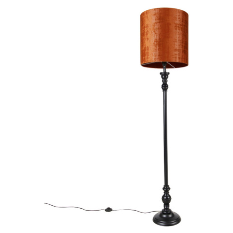 Klasická stojaca lampa čierna s červeným tienidlom 40 cm - Classico QAZQA