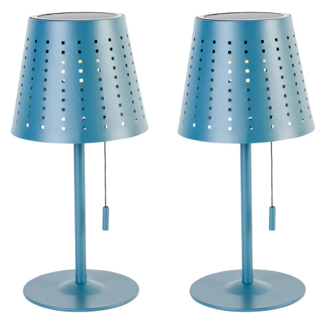 Sada 2 stolových lamp modrých vrátane LED 3-stupňový stmievač nabíjateľné a solárne - Ferre QAZQA