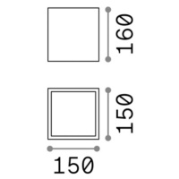 Ideal Lux stropné svietidlo Techo IP54, antracit, kov 15 x 15 cm