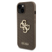 Guess Perforated 4G Glitter Metal Logo Kryt pre iPhone 15, Hnedý