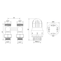 Mexen G04, termostatická sada DN50, priama 1/2