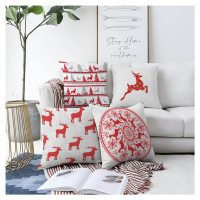 Súprava 4 vianočných žinylkových obliečok na vankúš Minimalist Cushion Covers Reindeer, 55 x 55 