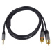 PremiumCord tienený kábel stereo Jack 3.5mm - 2x Cinch M/M HQ čierny 5m