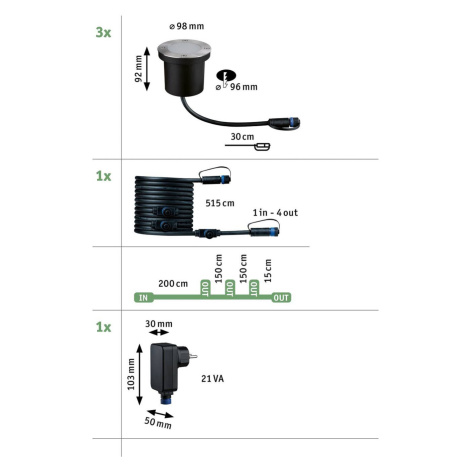 Paulmann Plug & Shine LED vstavané svietidlo 4,5 W sada 3 ks