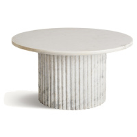 Estila Luxusný mramorový biely okrúhly konferenčný stolík Demetrios s antickým rebrovaným dizajn