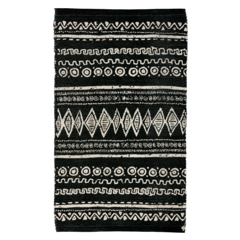 Čierno-biely bavlnený koberec Webtappeti Ethnic, 55 x 140 cm