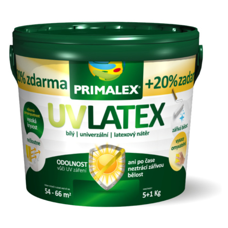 PRIMALEX UV LATEX - Matná umývateľná farba s vysokou belosťou biela 6 kg