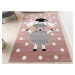 DW Ružový bodkovaný koberec Veselá ovca Rozmer: 140x190 cm