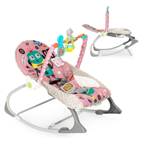 Dětské houpací křeslo ECOTOYS vibrace/zvuky/hračky/regulace růžové