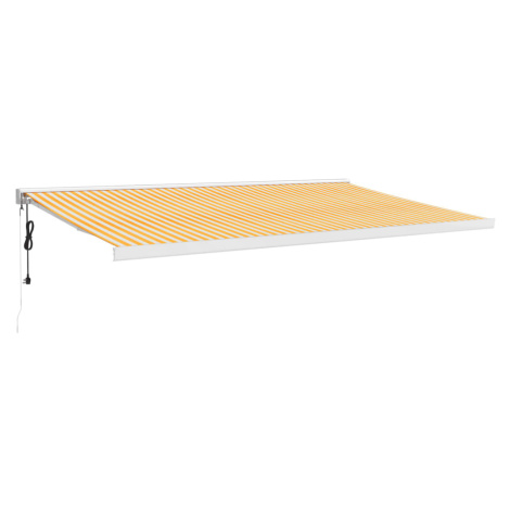 vidaXL Zaťahovacia markíza žltá a biela 5x3 m látka a hliník