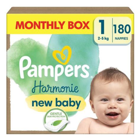 PAMPERS Plienky jednorázové Harmonie Baby veľ. 1, 180 ks, 2kg-5kg