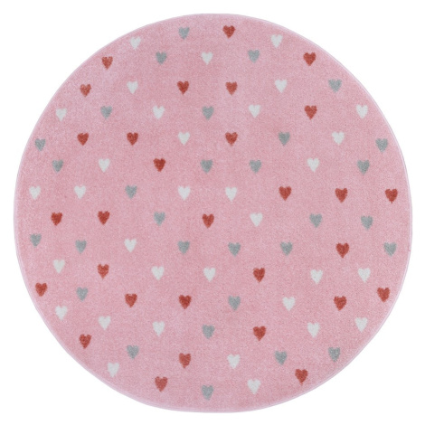 Ružový detský koberec ø 100 cm Little Hearts – Hanse Home