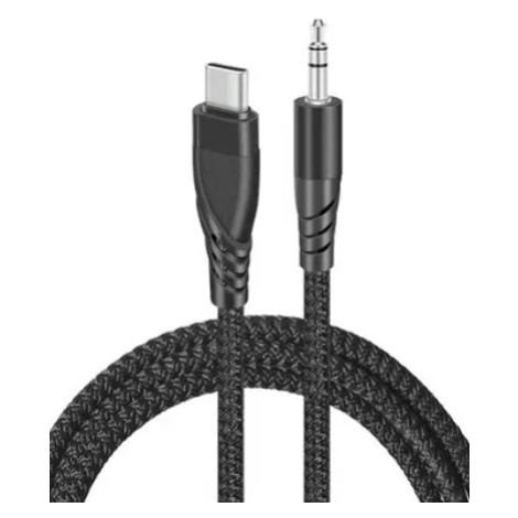 Kábel Sturdo USB-C/3.5mm, 1m, opletený, čierny