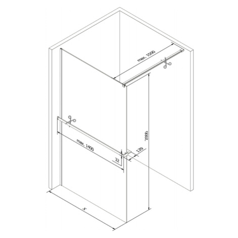 Mexen Kioto, sprchová zástena Walk-In Walk-in 75 x 200 cm, 8mm číre sklo, chrómový profil + veši