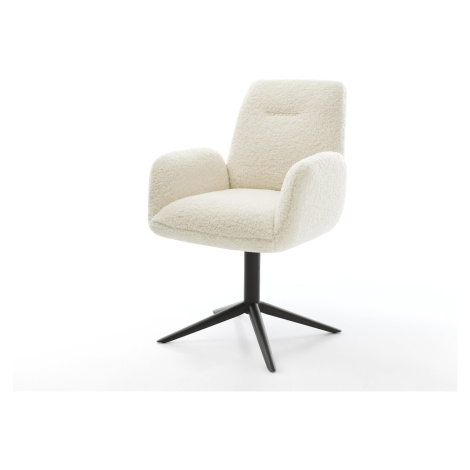 DELIFE Jedálenská stolička Zoa-Flex teddy látka béžová podstava čierna 360° otočný hojdacia funk