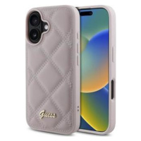 Guess PU Leather Quilted Kryt pre iPhone 16, Ružový