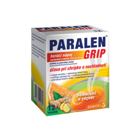 Paralen Grip horúci nápoj Pomaranč a zázvor 500 mg/10 mg 12 sáčkov