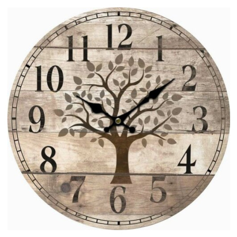 Drevené nástenné hodiny Old tree, pr. 34 cm