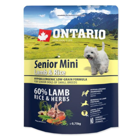 Krmivo Ontario senior Mini Lamb & Rice 0,75kg