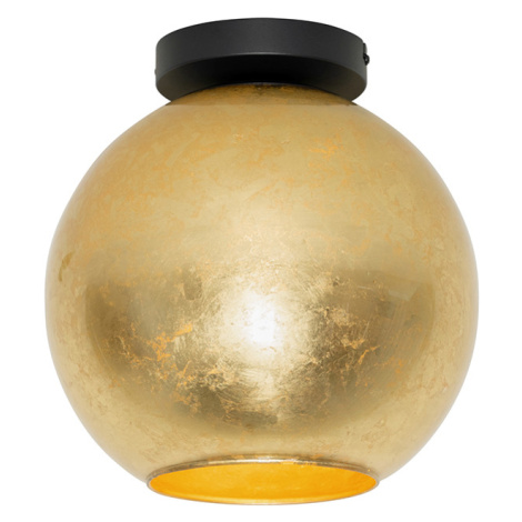 Dizajnové stropné svietidlo čierne so zlatým sklom - Bert QAZQA