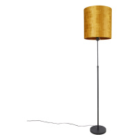 Stojacia lampa čierna so zlatým tienidlom nastaviteľná 40 cm - Parte