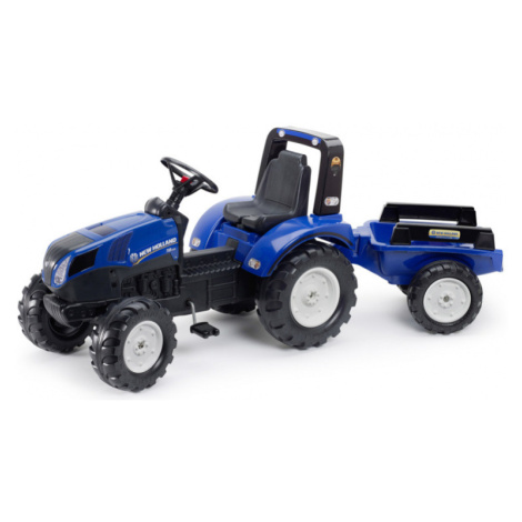 Falk Traktor šliapací New Holland T8 modrý s valníkom s vlečkou