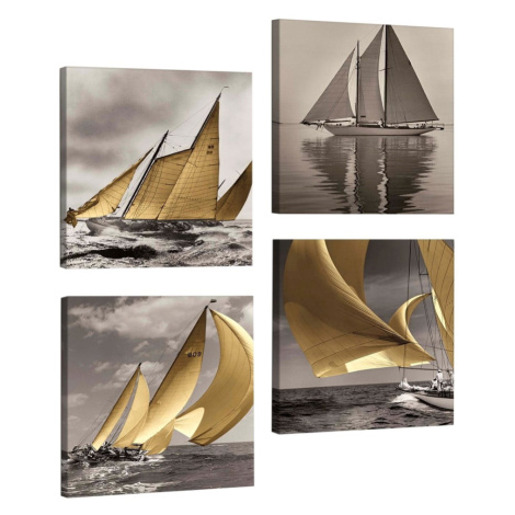 Dekoratívny viacdielny obraz Boats, 33 × 33 cm Evila Originals