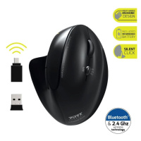 PORT CONNECT ERGONOMIC RECHARGEABL, bezdrátová ergonomická myš, 2,4 Ghz a Bluetooth®, USB-A/C, č