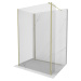 Mexen Kioto, 3-stenová sprchová zástena Walk-In Walk-in 100 x 80 x 30 cm, 8mm číre sklo, zlatý l