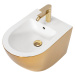 Rea Carlo Mini, závesný bidet 50x37 cm, biela - zlatá, REA-C2288