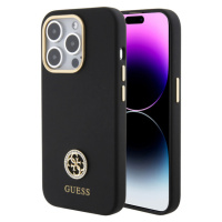 Guess Liquid Silicone 4G Strass Metal Logo Zadný Kryt pre iPhone 15 Pro Black