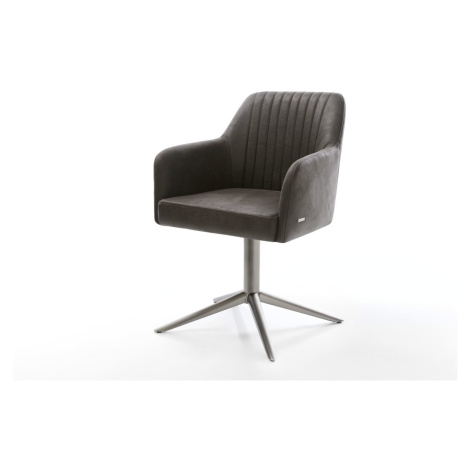 DELIFE Otočná jedálenská stolička Greg-Flex mikrovlákno antracit vintage podstava grafit 360° ot