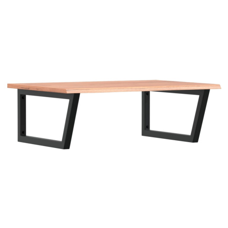 vidaXL Polica pod umývadlo, nástenná, oceľ a dubový masív