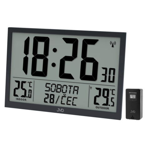 Digitálne rádiom riadené XL hodiny JVD RB9412.1, čierne