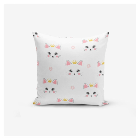 Detská obliečka na vankúš 43x43 cm White Pink Cat – Mila Home