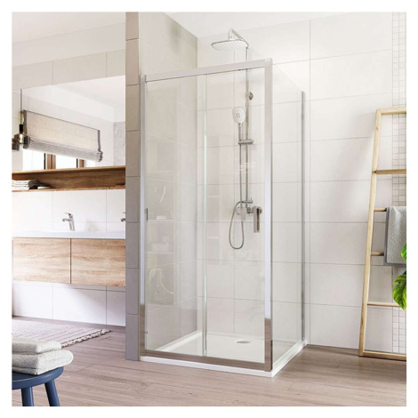 Mereo Sprchovací kút, Lima, štvorec, zasúvací, 100x100 cm, chróm ALU, sklo Číre CK86433K