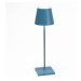 Stolná LED lampa Zafferano Poldina, nabíjateľná batéria, matná, modrá