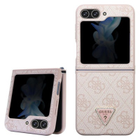 Guess 4G PU Leather Triangle Zadný Kryt pre Samsung Galaxy Z Flip 5 Pink